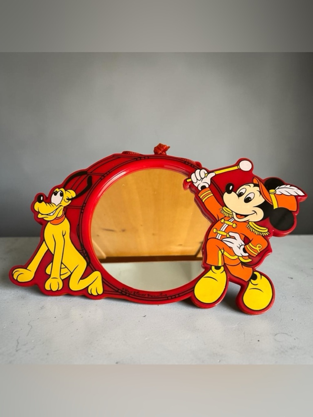 Vtg Retro Mickey Mouse Pluto Wall Mirror (Tokyo Disneyland) Pre 1986 Disney Red